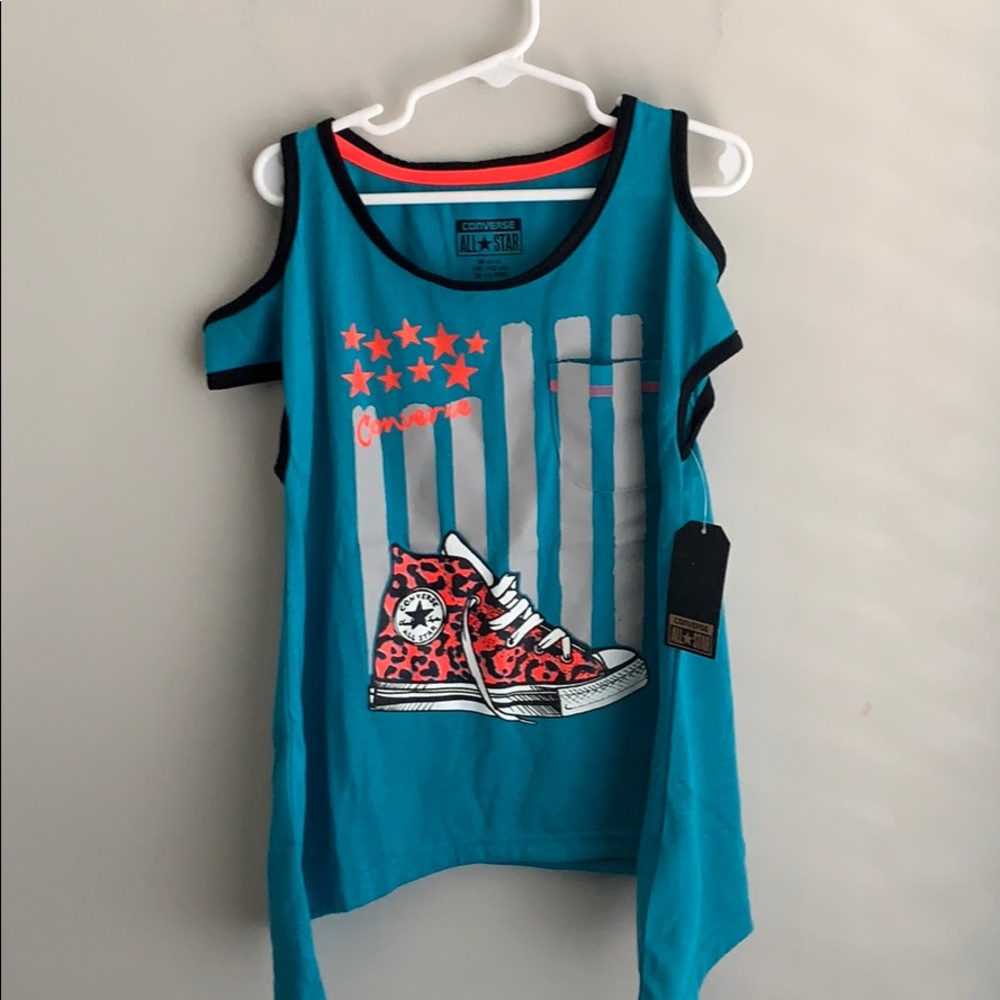 Blue and white striped converse shirt